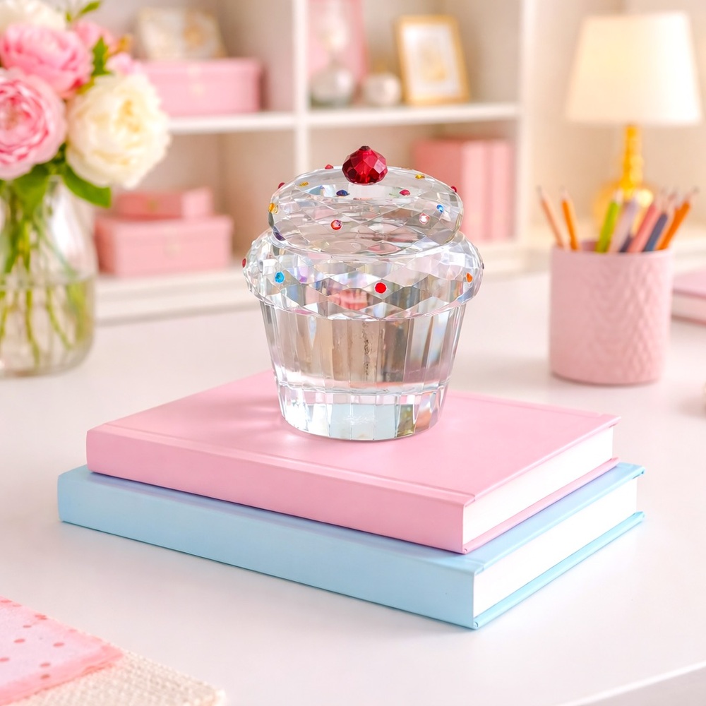 NEW Oleg Crystal Cupcake Paperweight